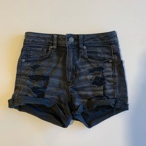 Distressed Black Jean Shorts